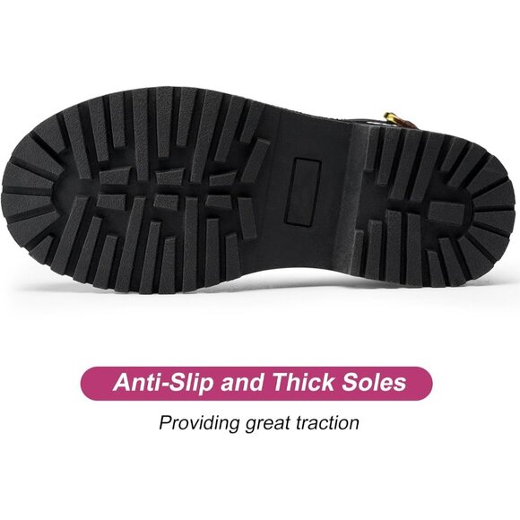 Girls Ankle Boots Patent-Black Glitter Combat Zipper Lace Up Winter Dress Boots - Picture 4 of 6